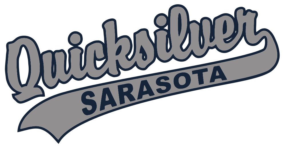 Original Quicksilver Sarasota script logo used from 1999 to 2026